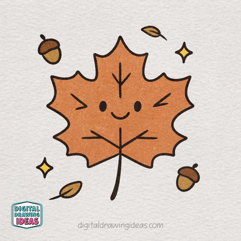 how to draw a fall leaf - cute fall leaf drawing