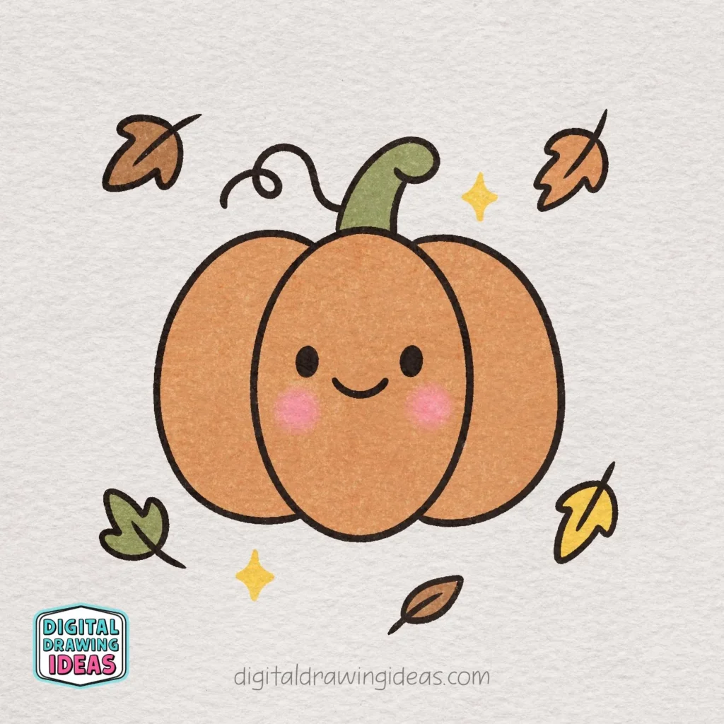 how to draw a pumpkin - cute pumpkin drawing