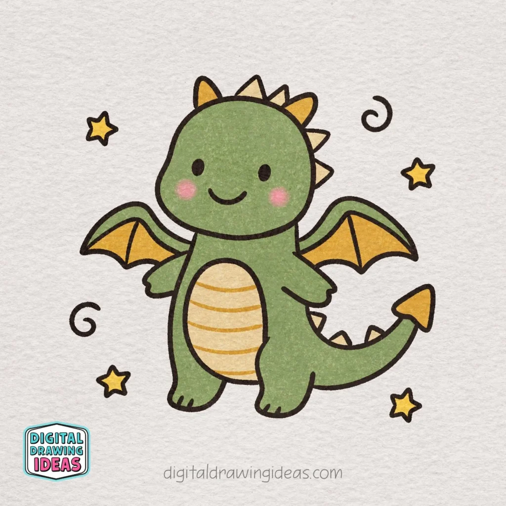 how to draw a dragon - cute dragon drawing