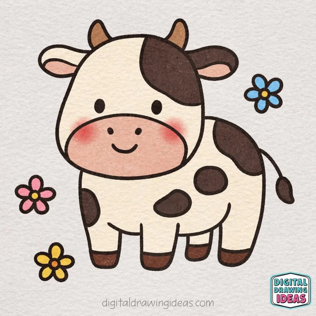 how to draw a cow - cute cow drawing