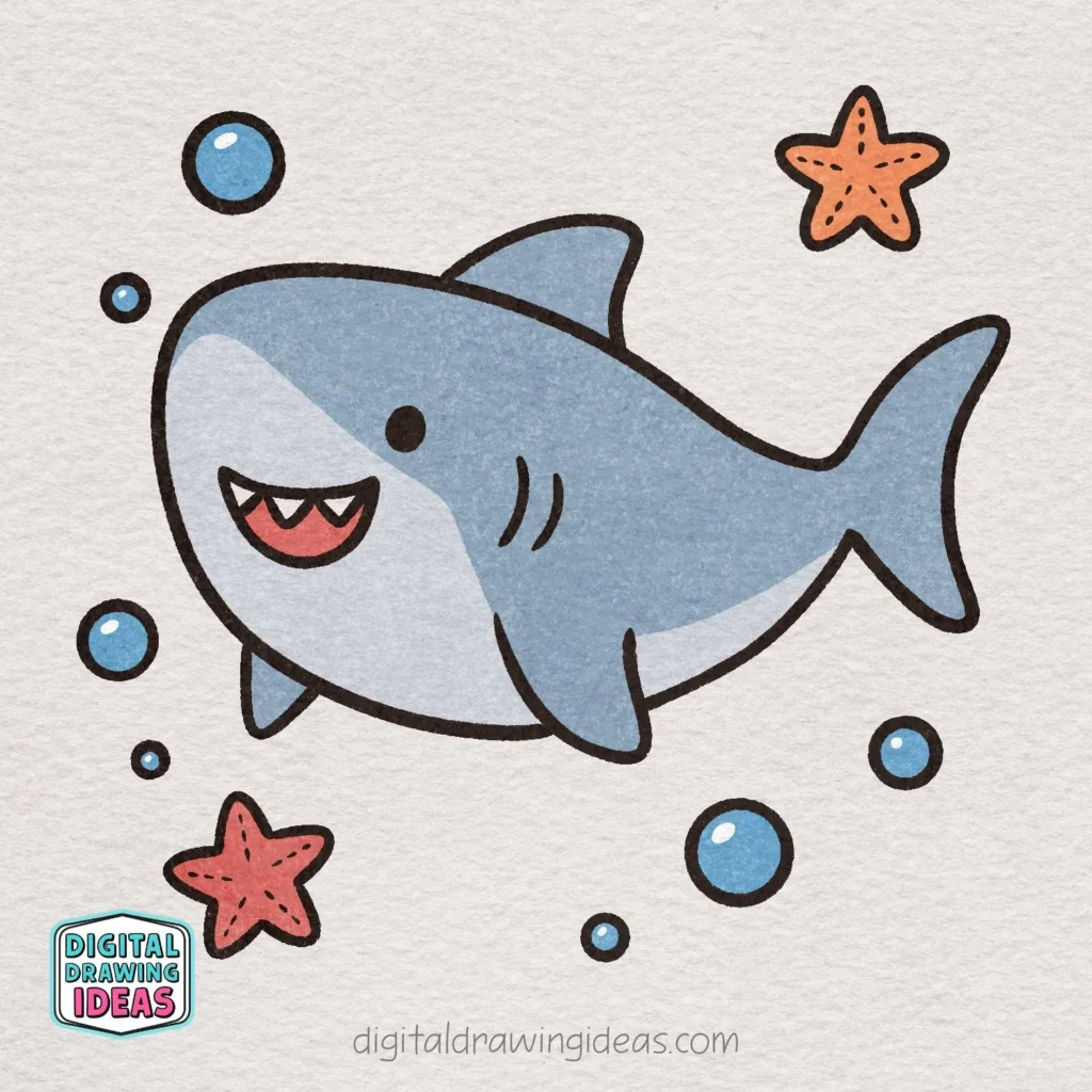 how to draw a shark