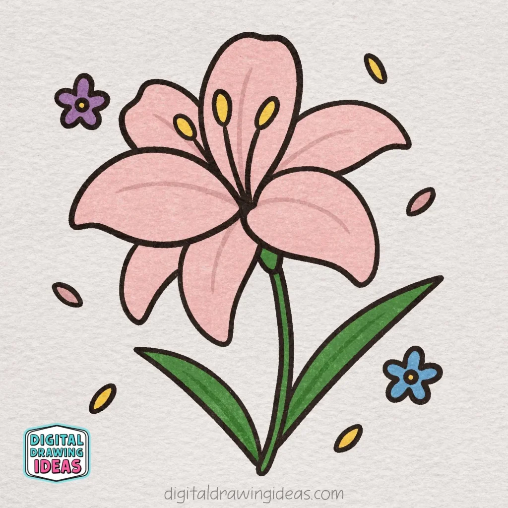 how to draw lily flower - lily drawing (15)