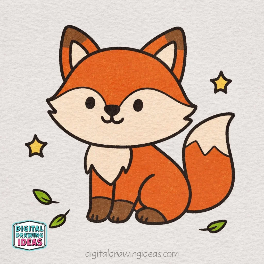 how to draw a fox - cute fox drawing