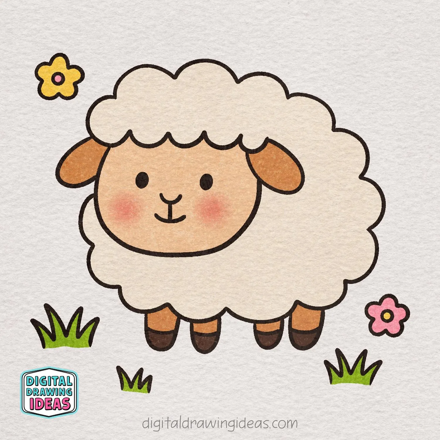 How to Draw a Sheep - Digital Drawing Ideas, image size:1500x1500
