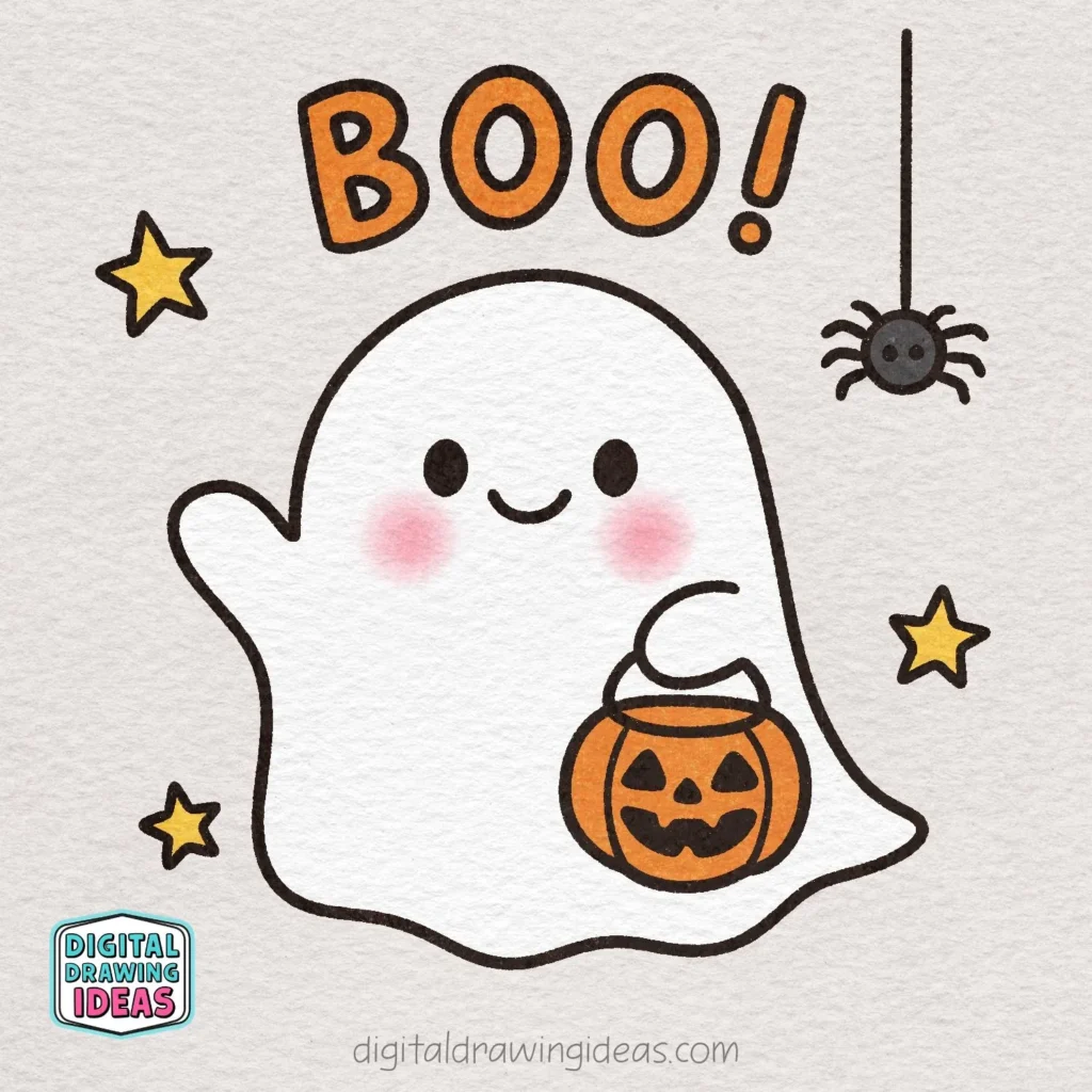 how to draw a ghost - cute halloween ghost drawing