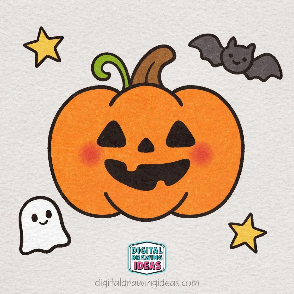 how to draw a Halloween pumpkin