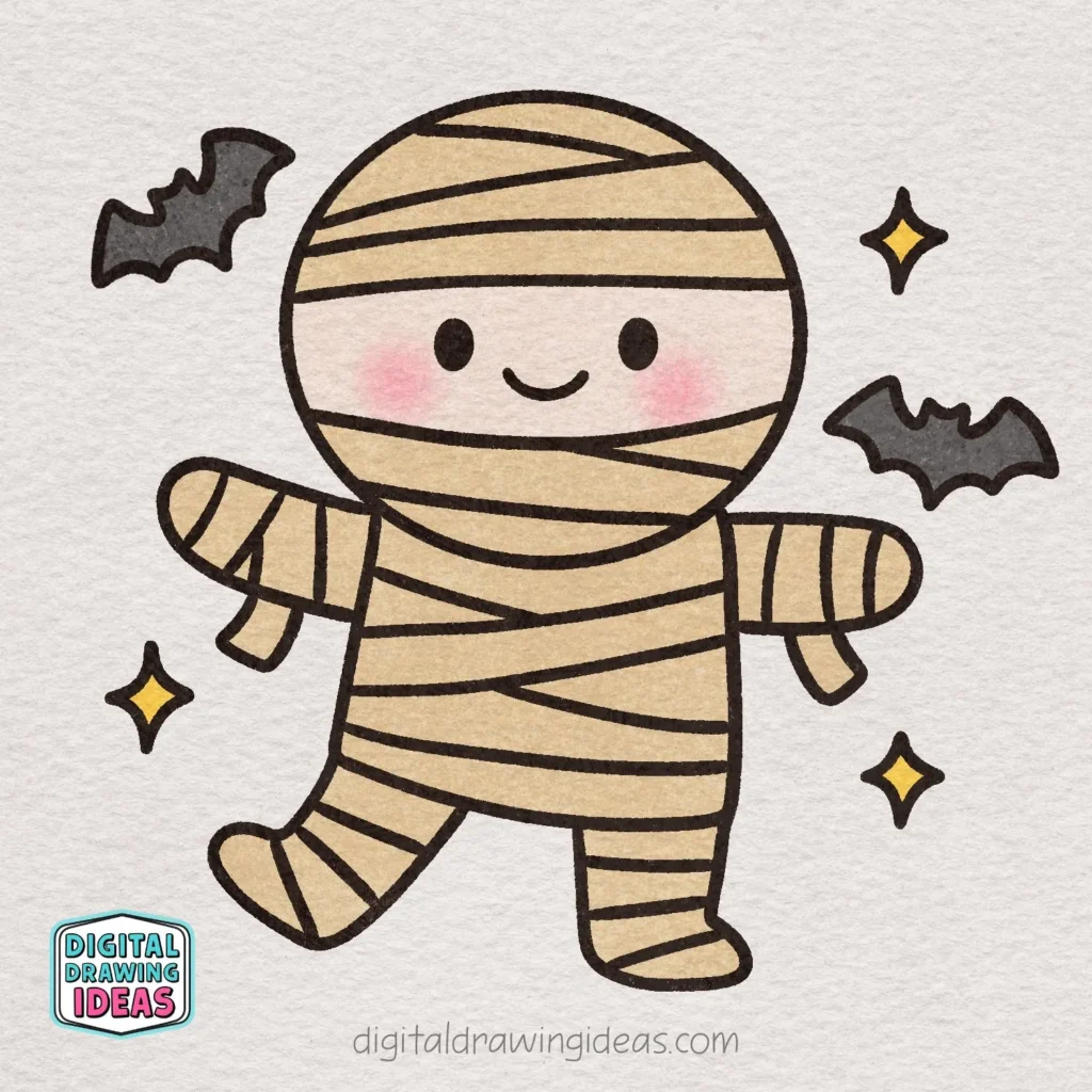 how to draw a mummy - halloween mummy drawing tutorial