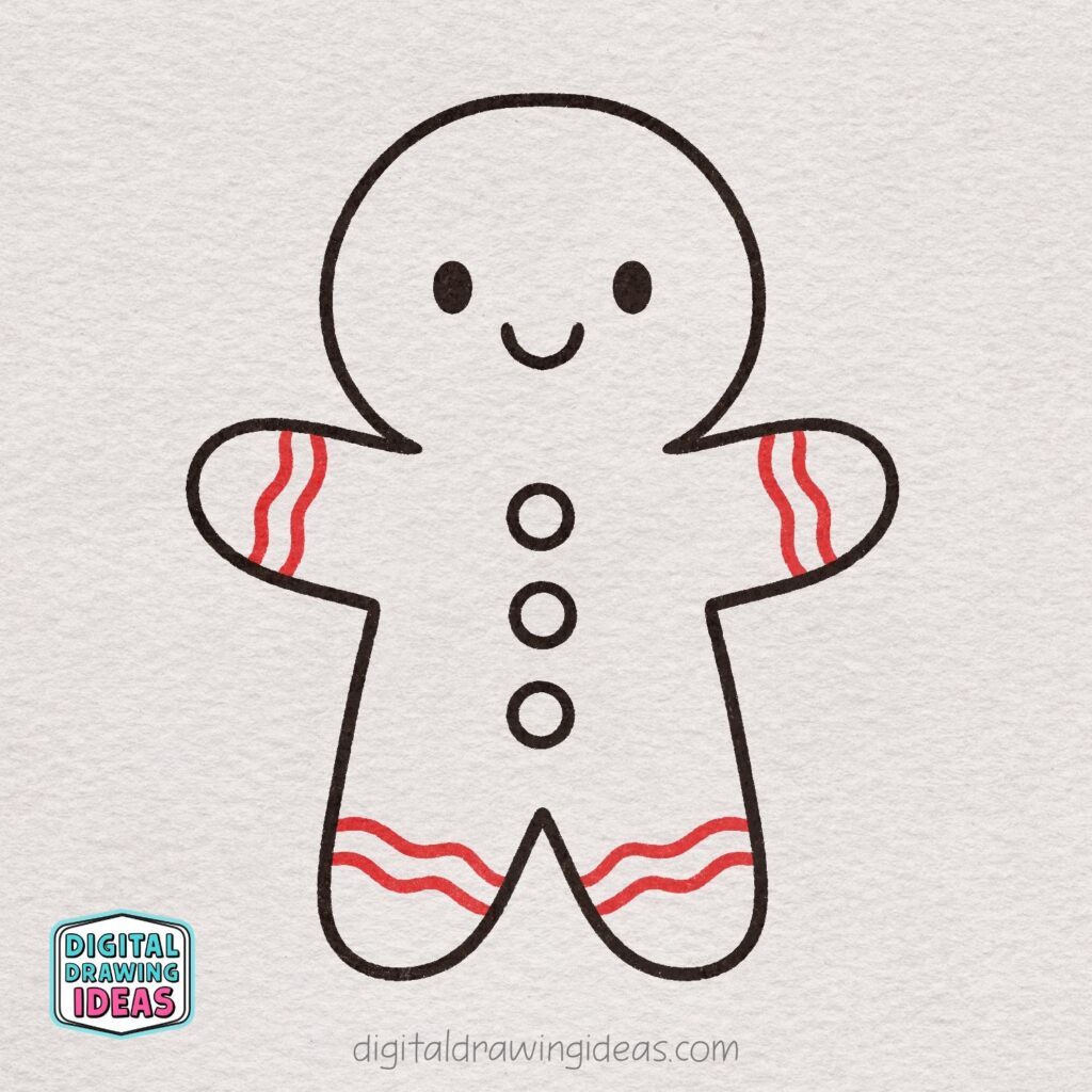 how to draw a gingerbread man - easy gingerbread man drawing tutorial