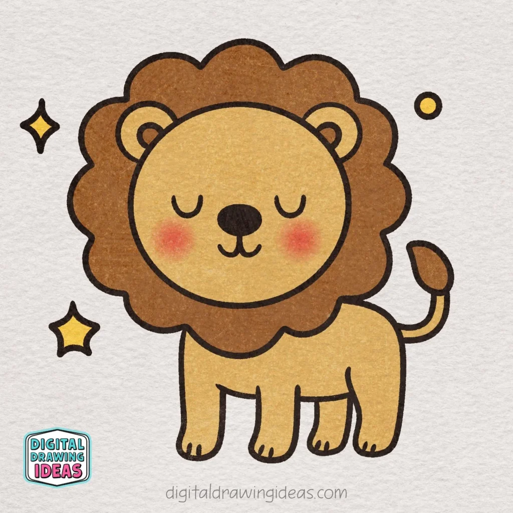 how to draw a lion - cute lion drawing tutorial