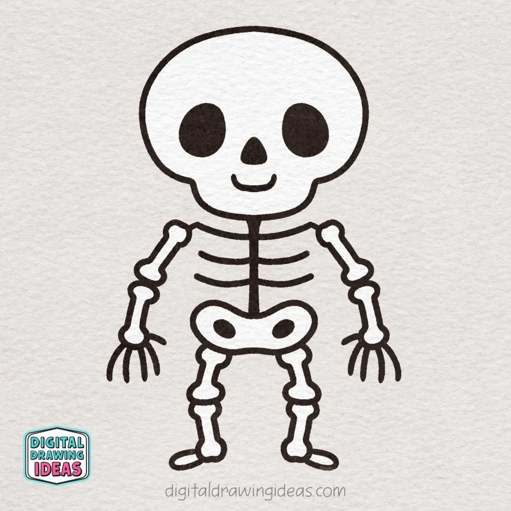 how to draw a skeleton - cute skeleton drawing