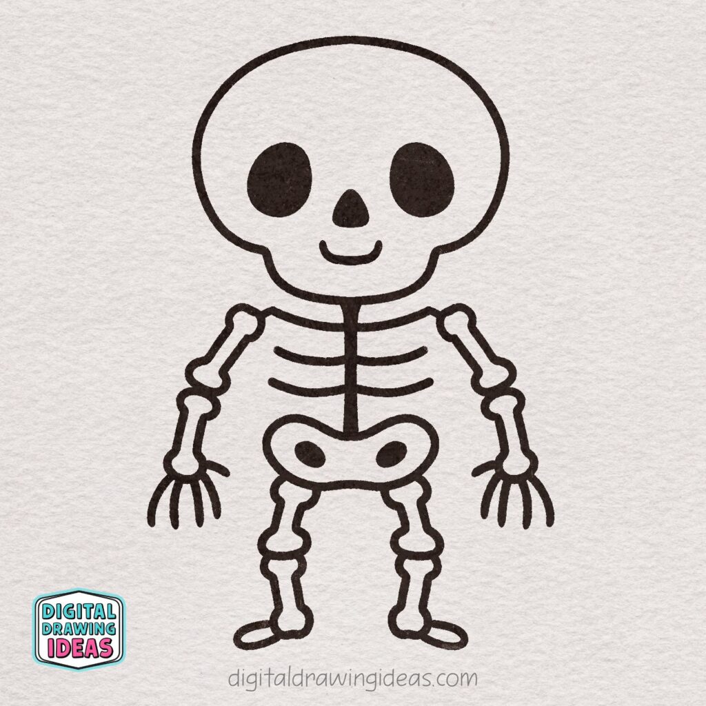 how to draw a skeleton - cute skeleton drawing