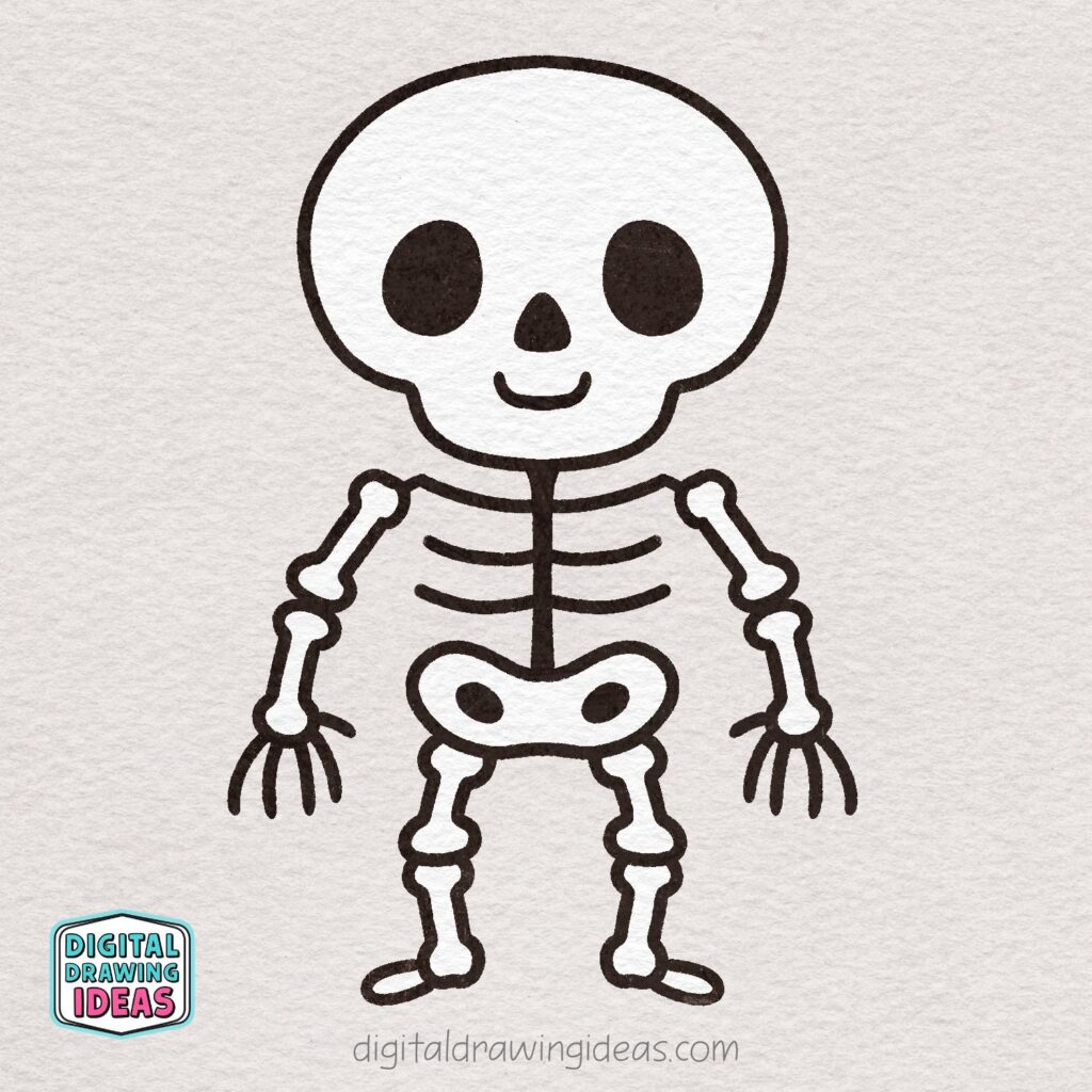 how to draw a skeleton - cute skeleton drawing