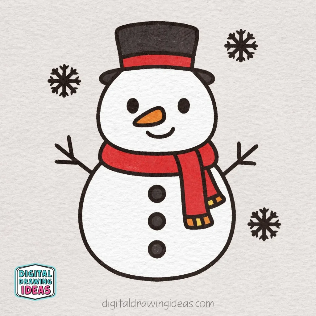 how to draw a snowman - cute snowman drawing tutorial