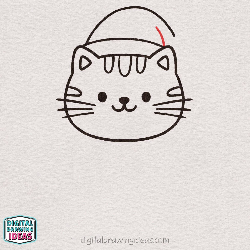 how to draw a Christmas cat - cute christmas cat drawing tutorial