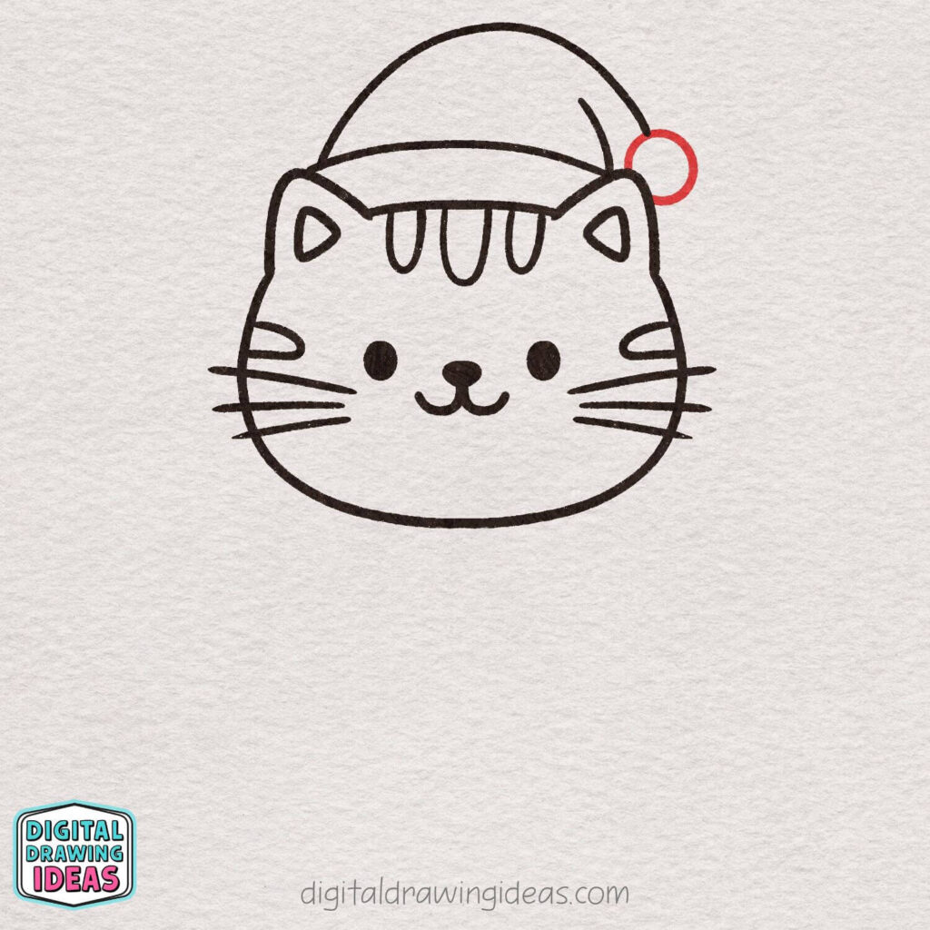 how to draw a Christmas cat - cute christmas cat drawing tutorial