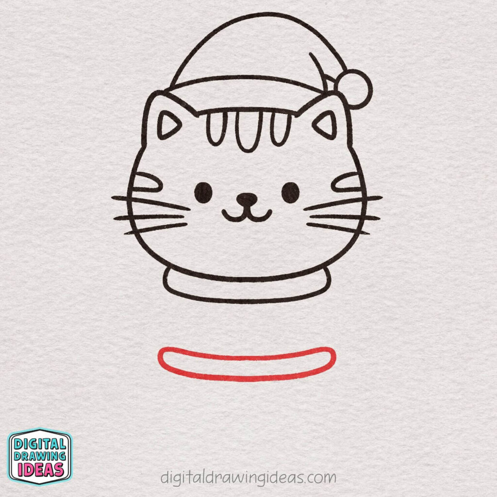 how to draw a Christmas cat - cute christmas cat drawing tutorial
