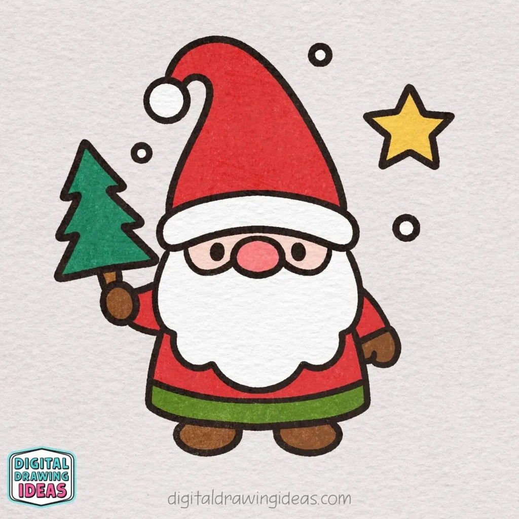 how to draw a christmas gnome - christmas gnome drawing tutorial