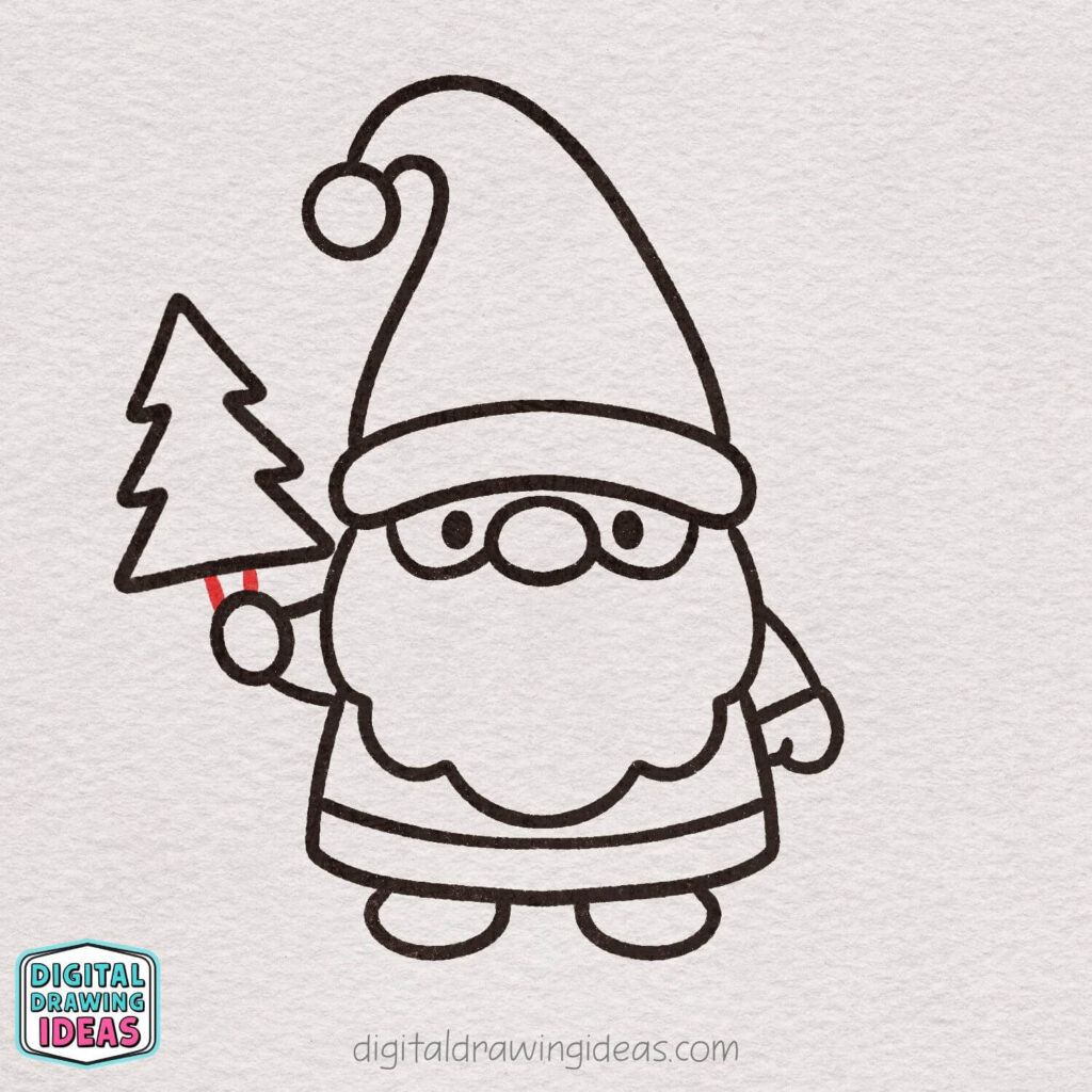 how to draw a christmas gnome - christmas gnome drawing tutorial