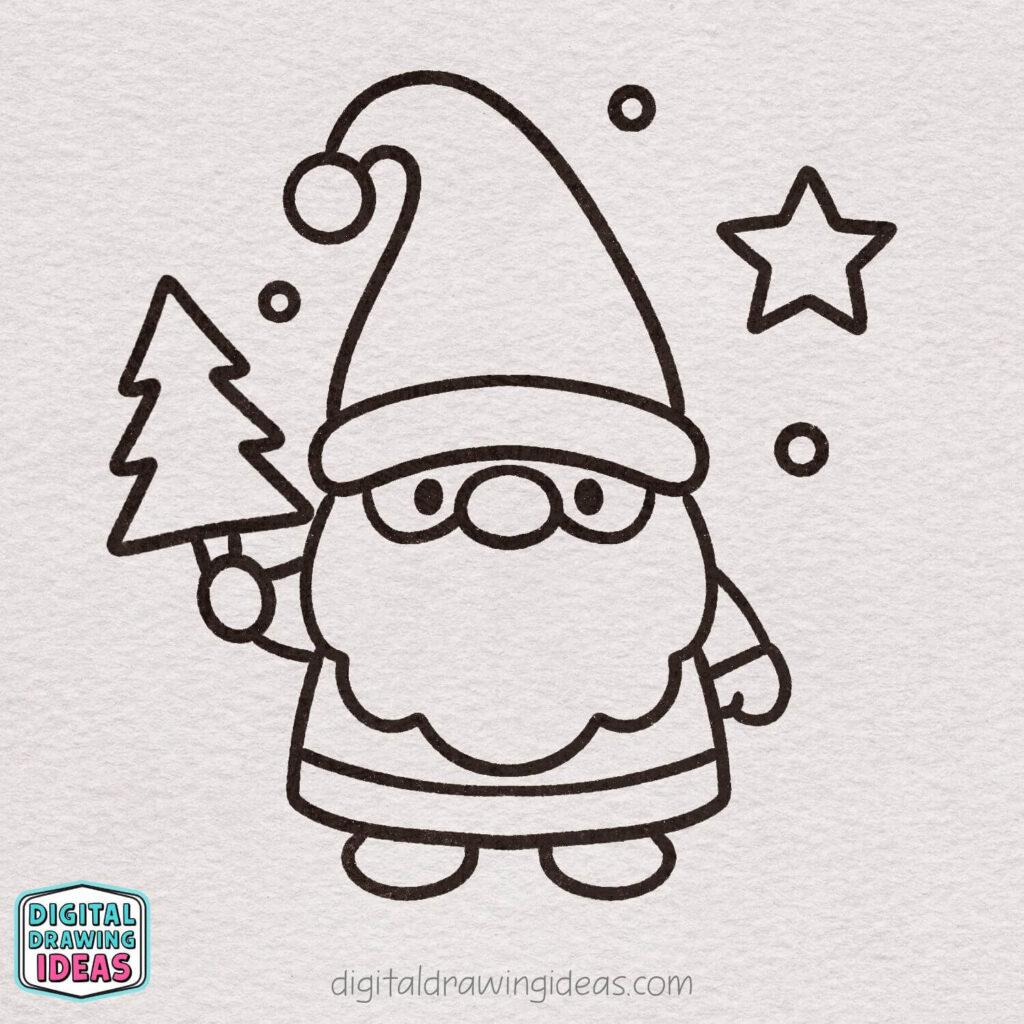 how to draw a christmas gnome - christmas gnome drawing tutorial