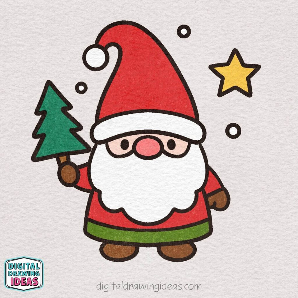 how to draw a christmas gnome - christmas gnome drawing tutorial