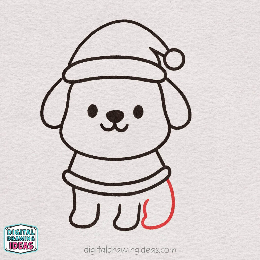 how to draw a christmas puppy - cute christmas puppy drawing tutorial