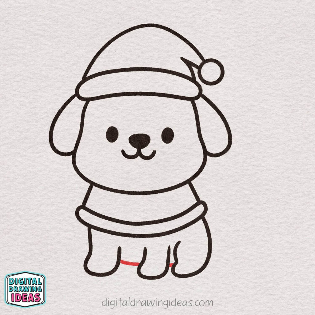 how to draw a christmas puppy - cute christmas puppy drawing tutorial