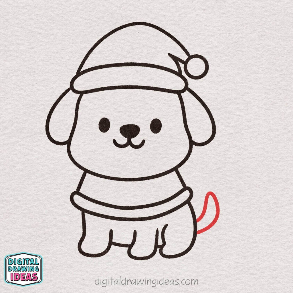 how to draw a christmas puppy - cute christmas puppy drawing tutorial