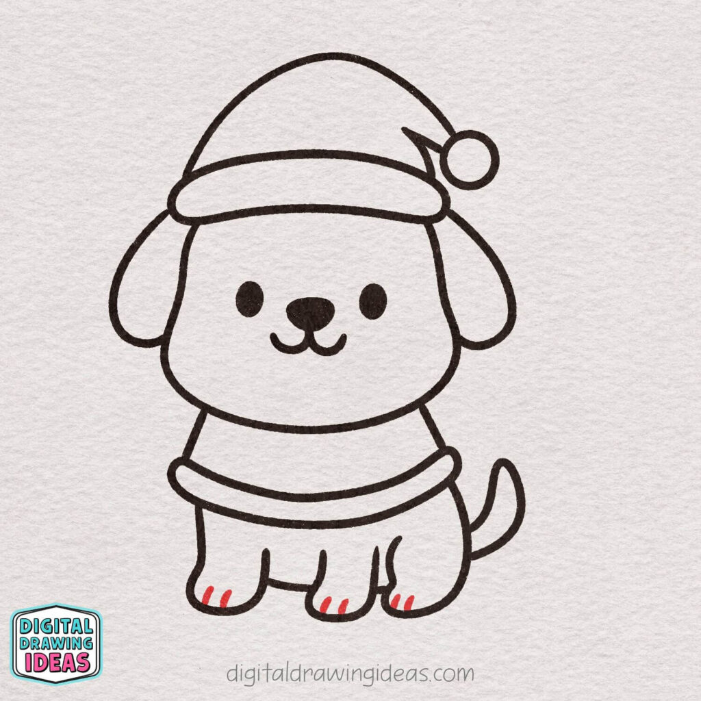 how to draw a christmas puppy - cute christmas puppy drawing tutorial