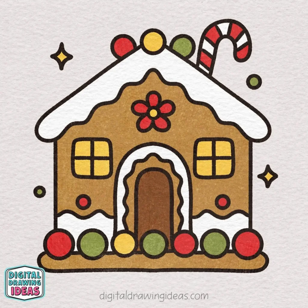 how to draw a gingerbread house - easy gingerbread house drawing