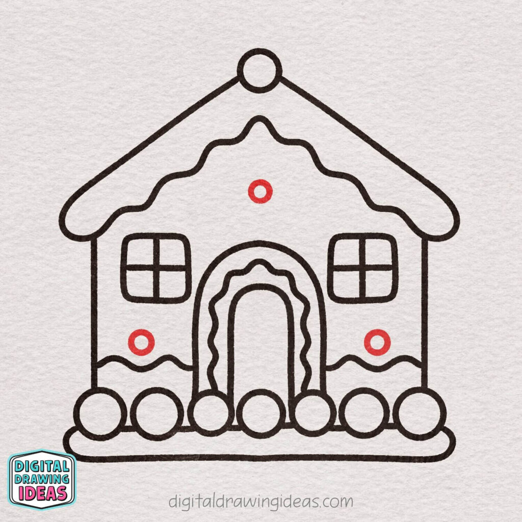how to draw a gingerbread house - easy gingerbread house drawing