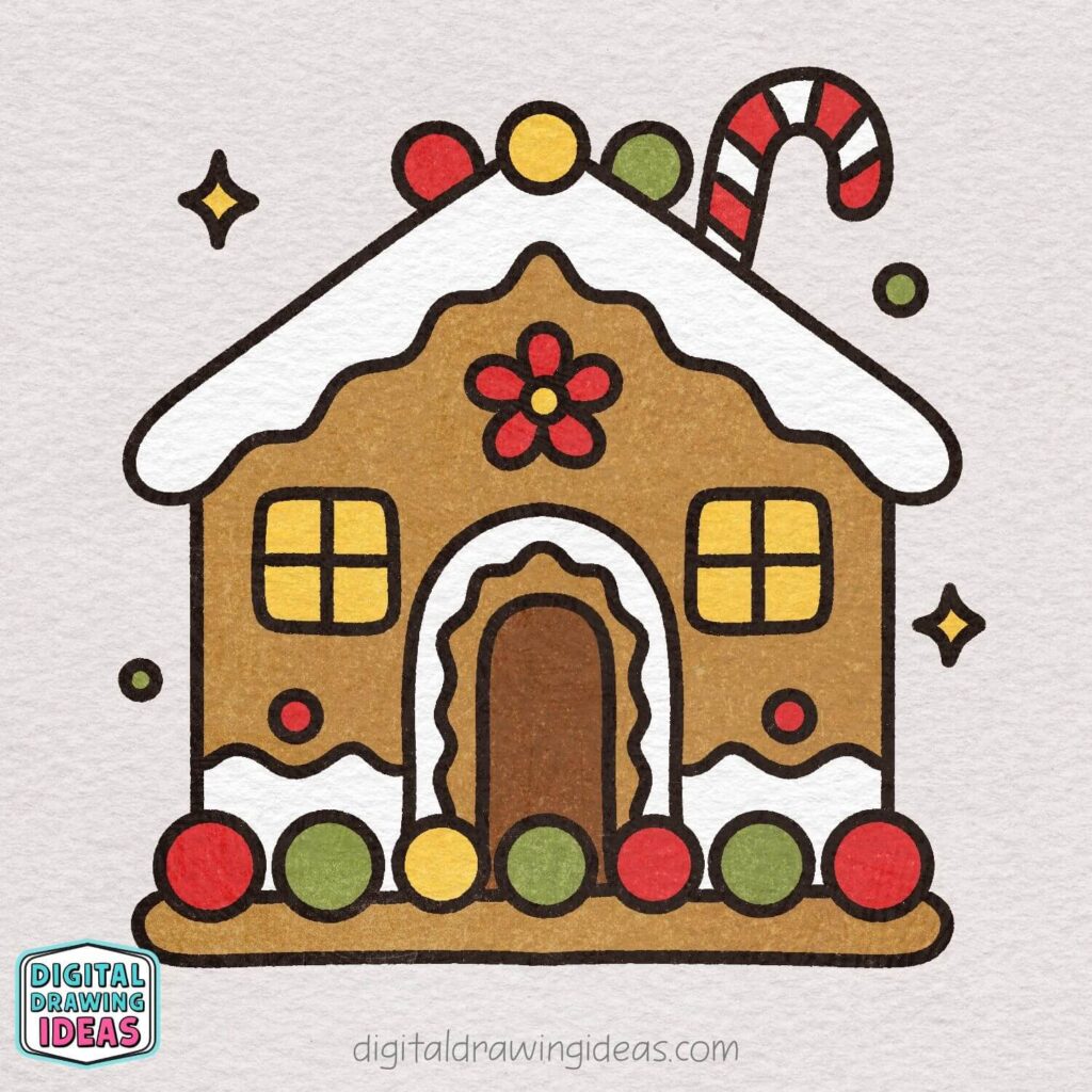 how to draw a gingerbread house - easy gingerbread house drawing