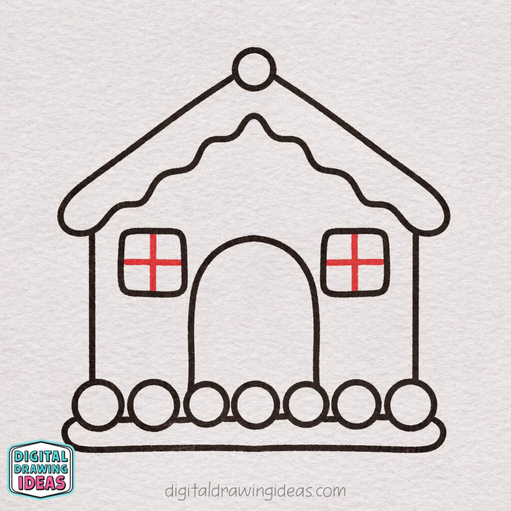 how to draw a gingerbread house - easy gingerbread house drawing