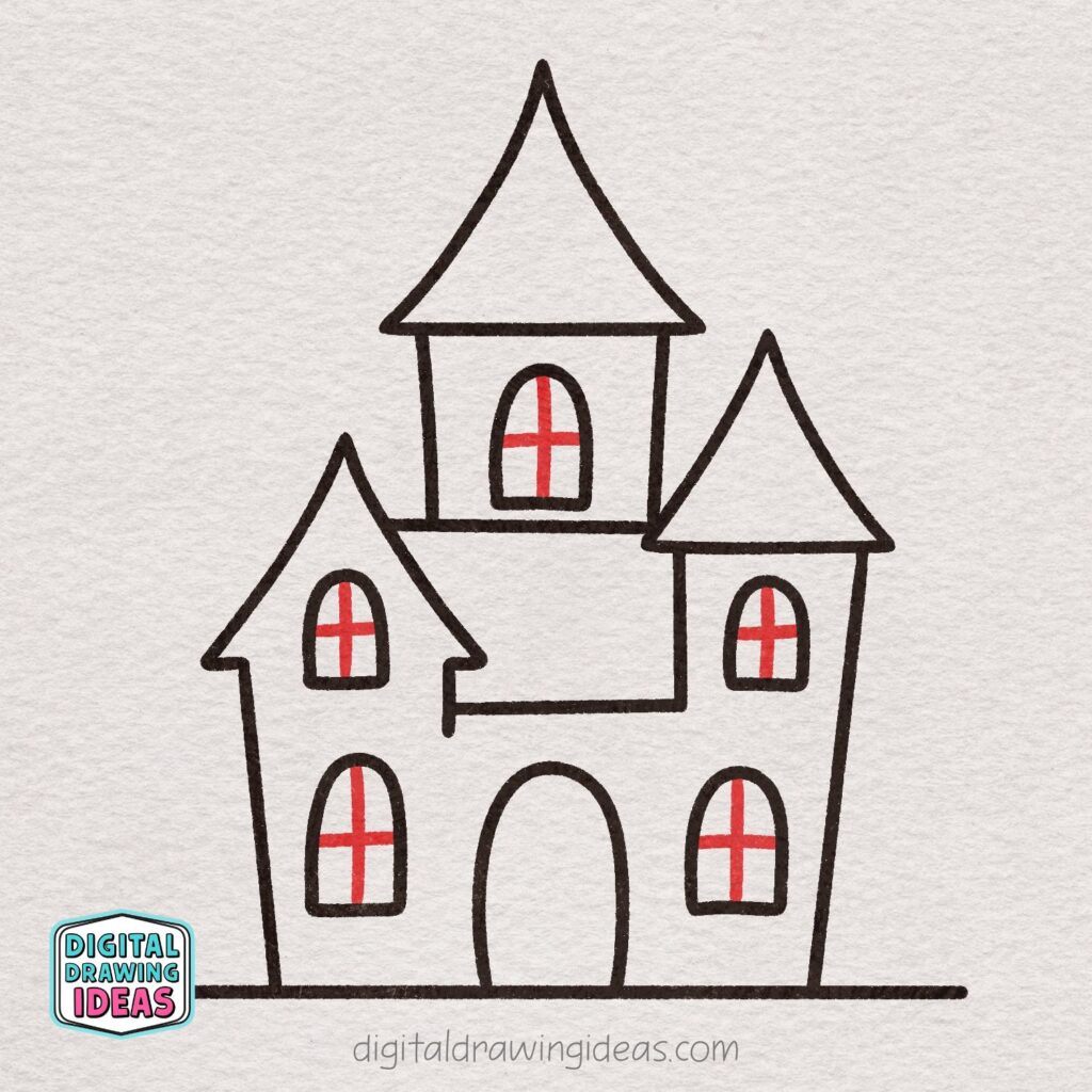 how to draw a haunted house - easy haunted house drawing tutorial