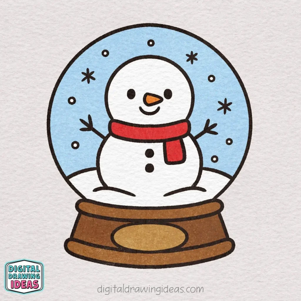 how to draw a snowglobe - easy snowglobe drawing tutorial