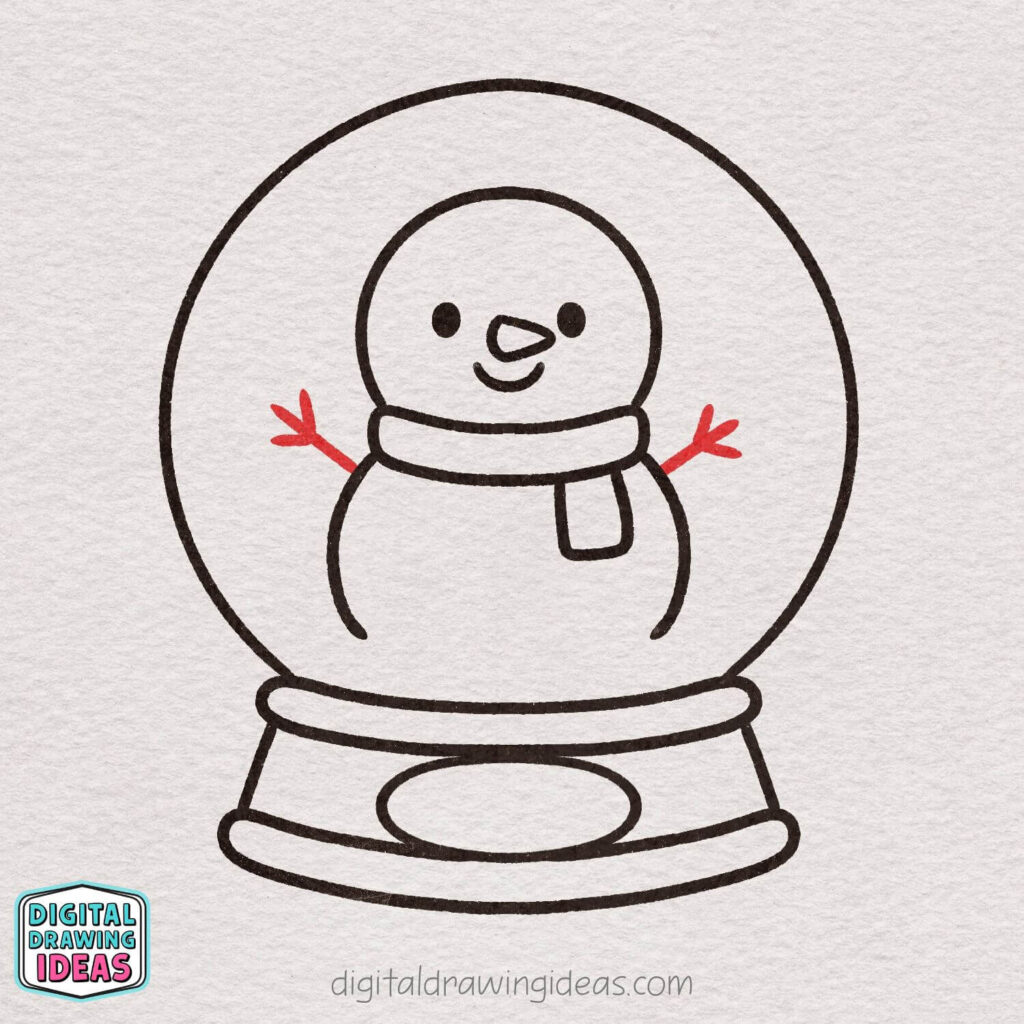how to draw a snowglobe - easy snowglobe drawing tutorial