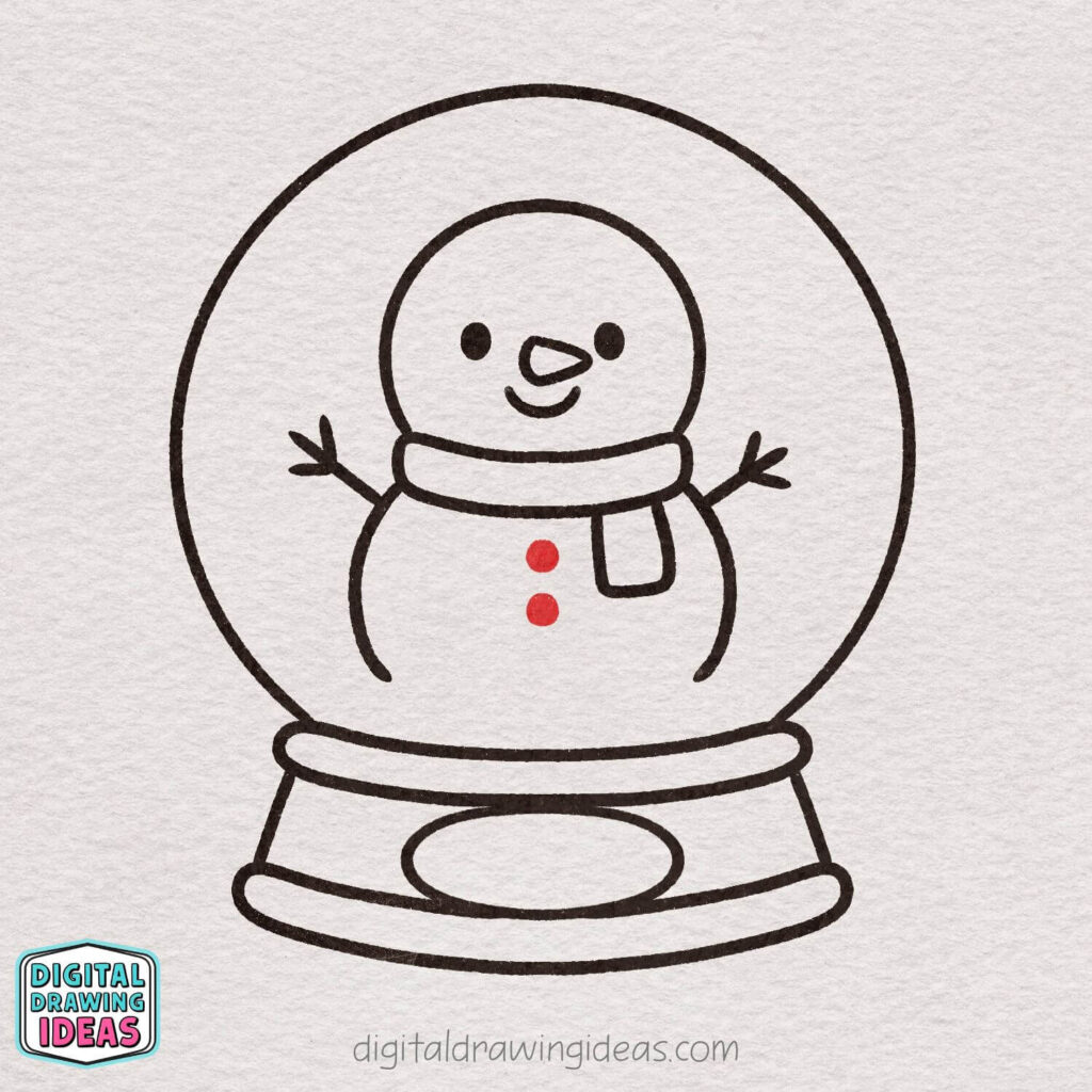 how to draw a snowglobe - easy snowglobe drawing tutorial