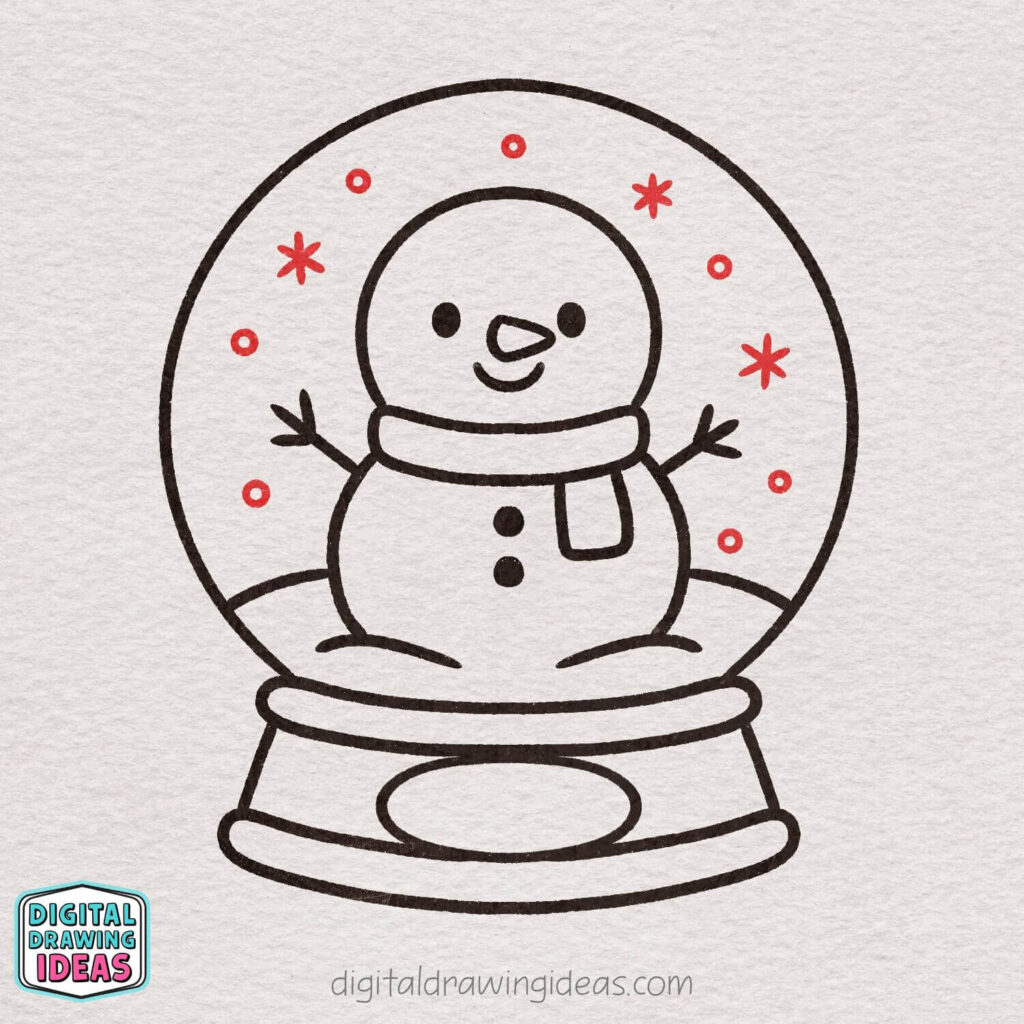 how to draw a snowglobe - easy snowglobe drawing tutorial