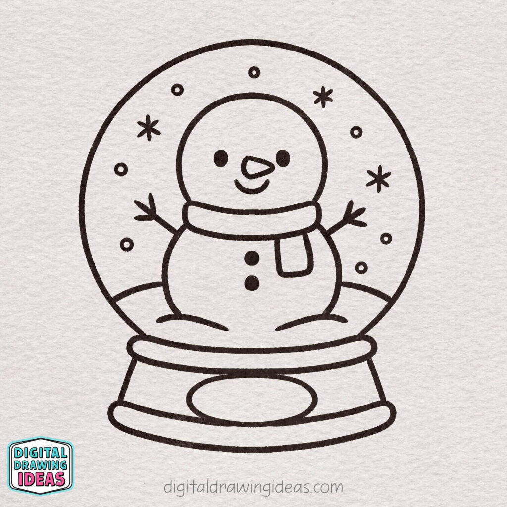 how to draw a snowglobe - easy snowglobe drawing tutorial