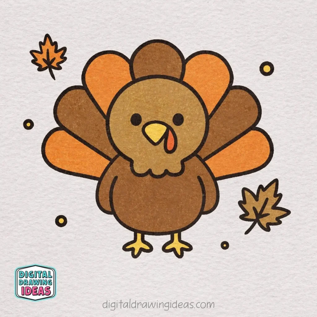 how to draw a turkey - easy turkey drawing tutorial