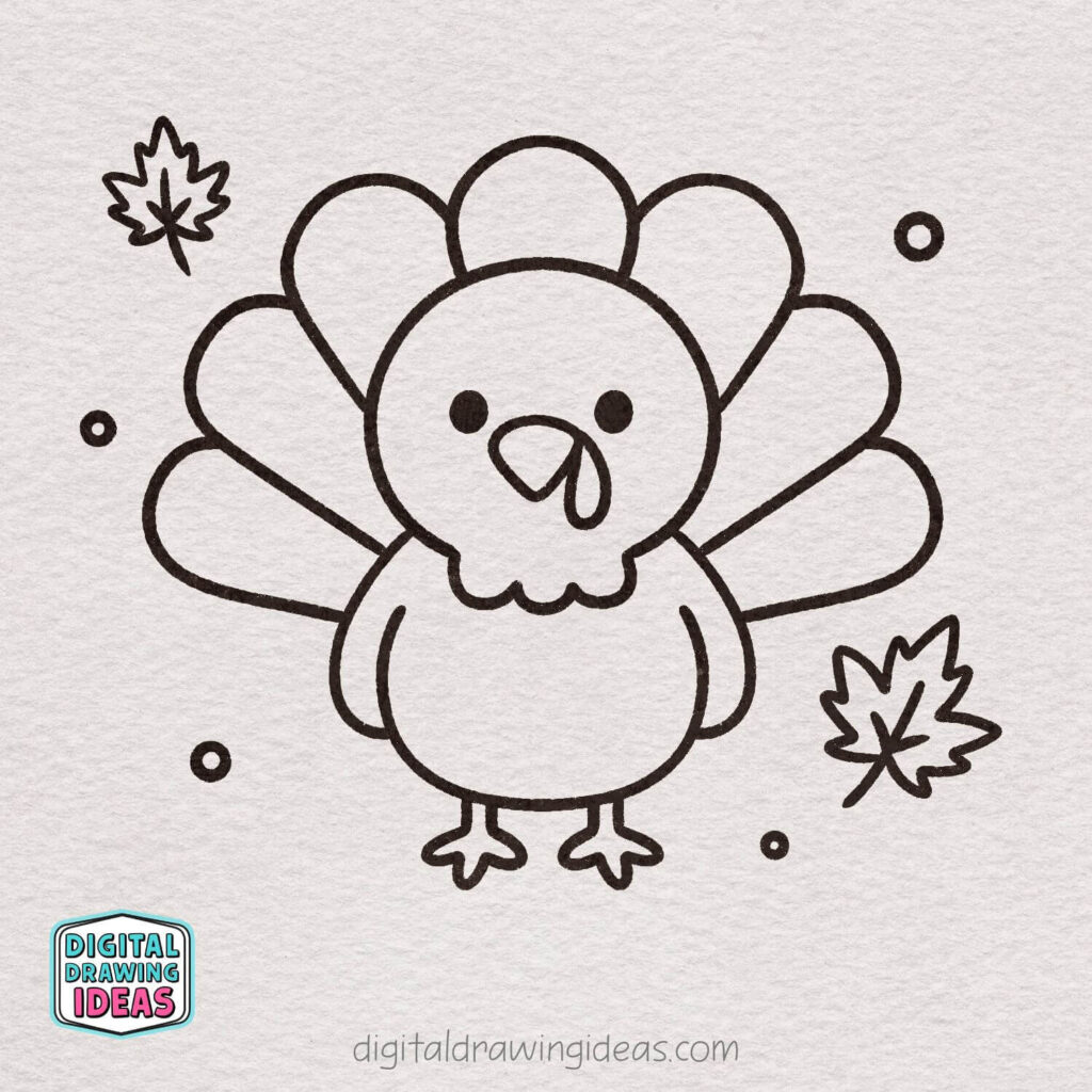 how to draw a turkey - easy turkey drawing tutorial