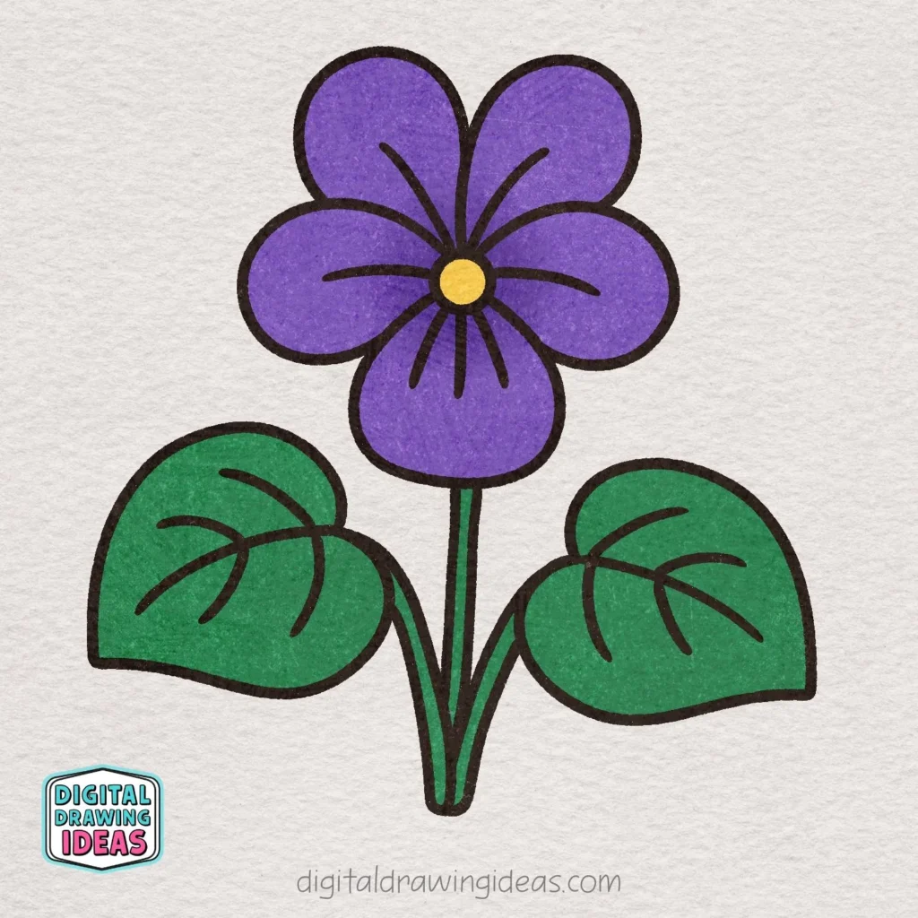 how to draw a violet flower step by step - easy violet drawing