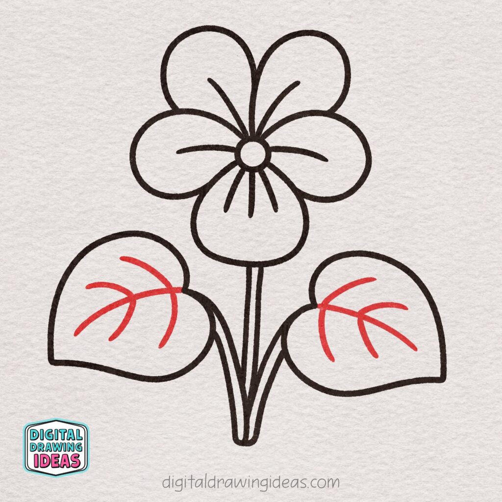 how to draw a violet flower step by step - easy violet drawing