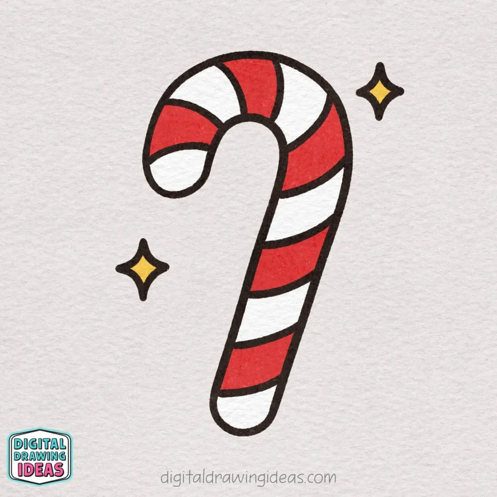 how to draw a candy cane - candy cane drawing tutorial