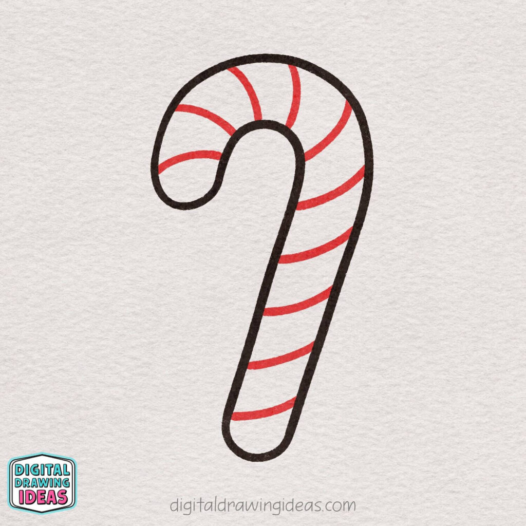 how to draw a candy cane - candy cane drawing tutorial