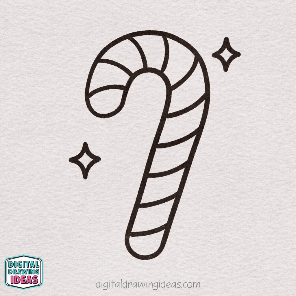 how to draw a candy cane - candy cane drawing tutorial