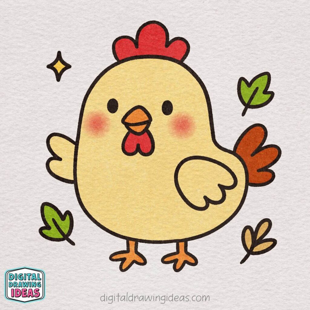 how to draw a chicken - cute chicken drawing tutorial