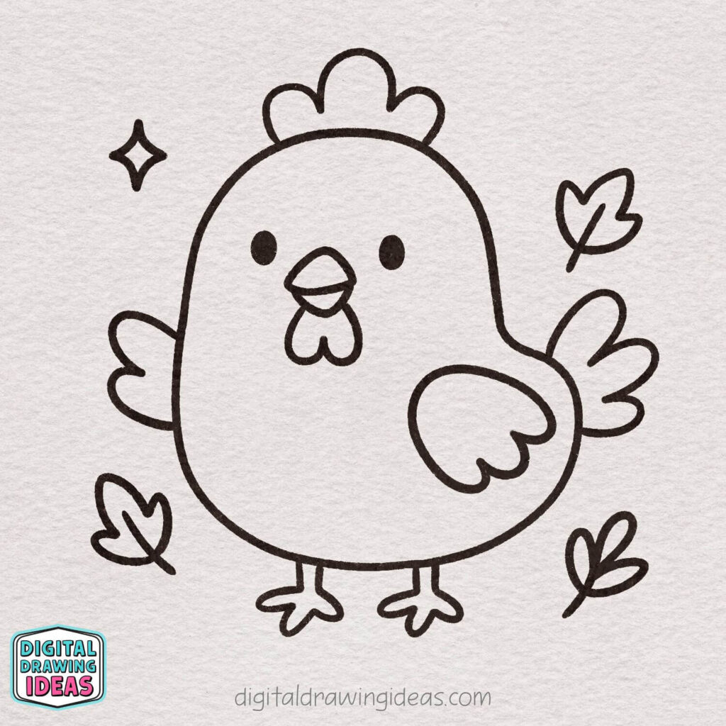 how to draw a chicken - cute chicken drawing tutorial