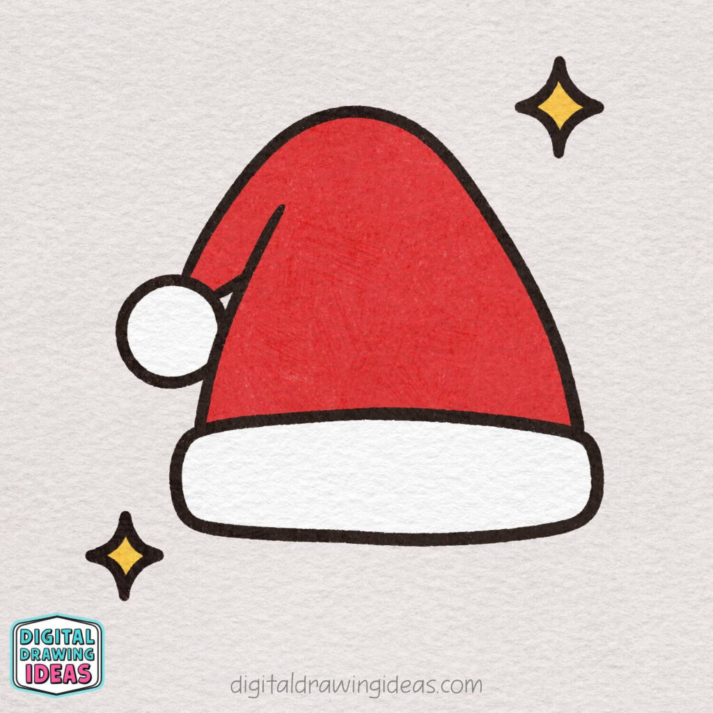 how to draw a christmas hat - easy christmas hat drawing tutorial