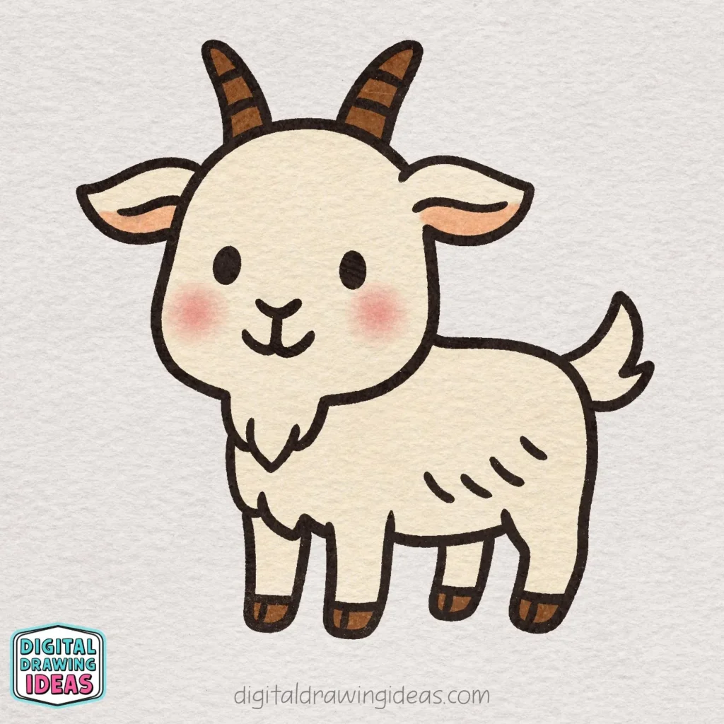 how to draw a goat - cute goat drawing tutorial