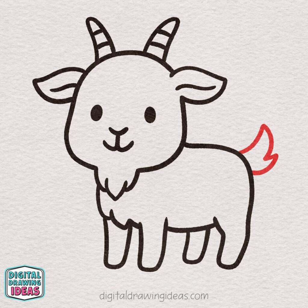 how to draw a goat - cute goat drawing tutorial